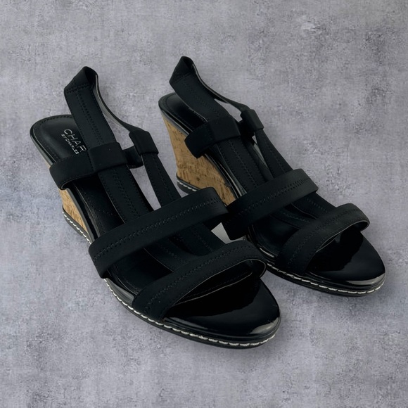 Charles by Charles Davis Hyper Wedge Sandal Black Cork Wedge Women’s 9.5M - Picture 7 of 11